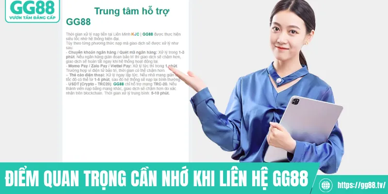 Điểm quan trọng cần nhớ khi liên hệ GG88